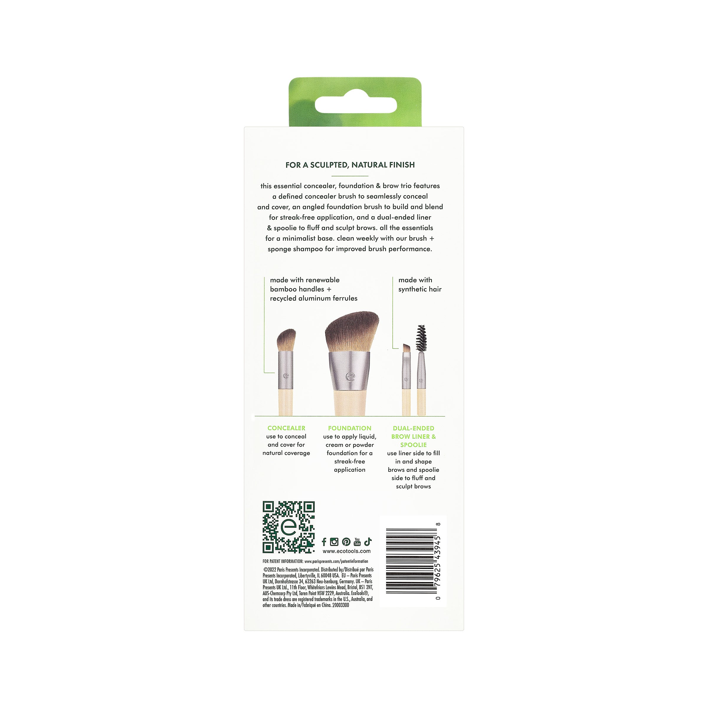 EcoTools New Natural Conceal, Enhance, & Sculpt Trio, Makeup Brushes