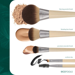 Eyebrow brush duo set with two brown bristle brushes and wooden handles