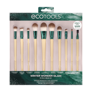 Winter Wonder Glam makeup brush set, 10 brushes with soft bristles and cream handles