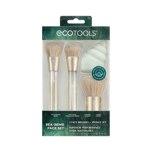 Ecotools Sea Gems face set packaging with 3 face brushes and makeup sponge