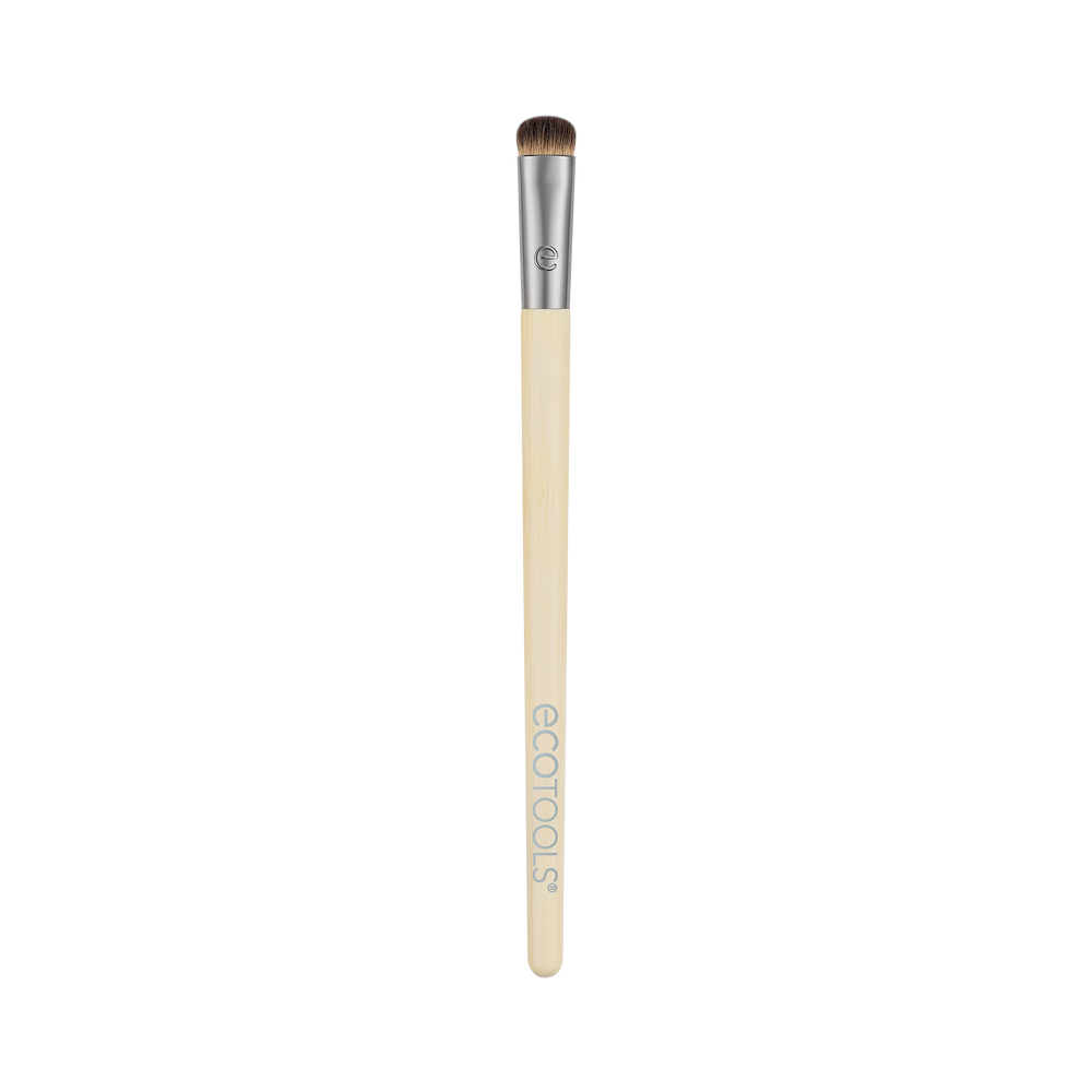 Precision detail brush with beige handle, silver ferrule, and brown bristles