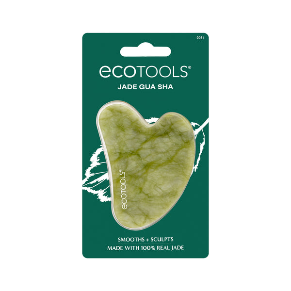 Ecotools Jade Gua Sha retail package with heart-shaped green stone