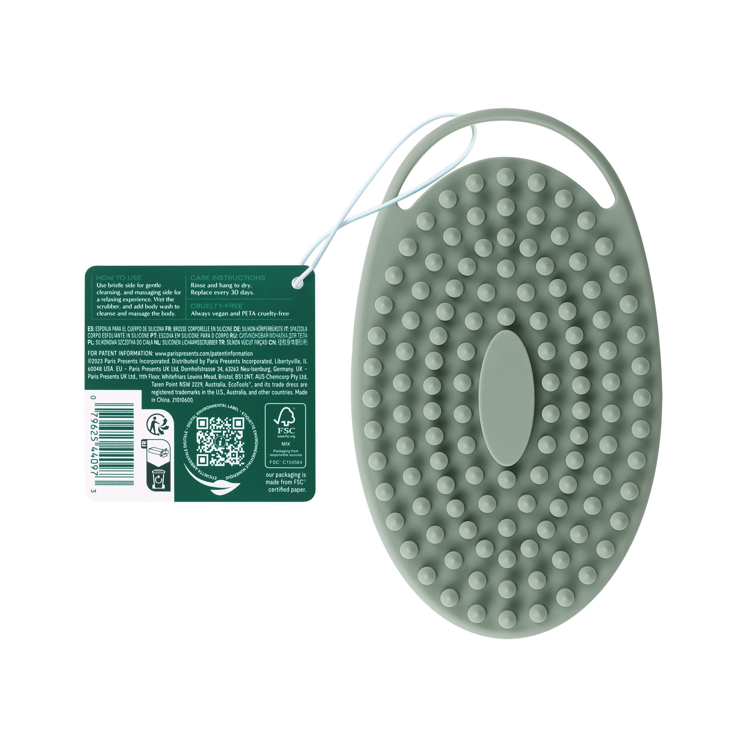 EcoTools Silicone Body Scrubber, For Gentle Cleansing & Exfoliating, 2