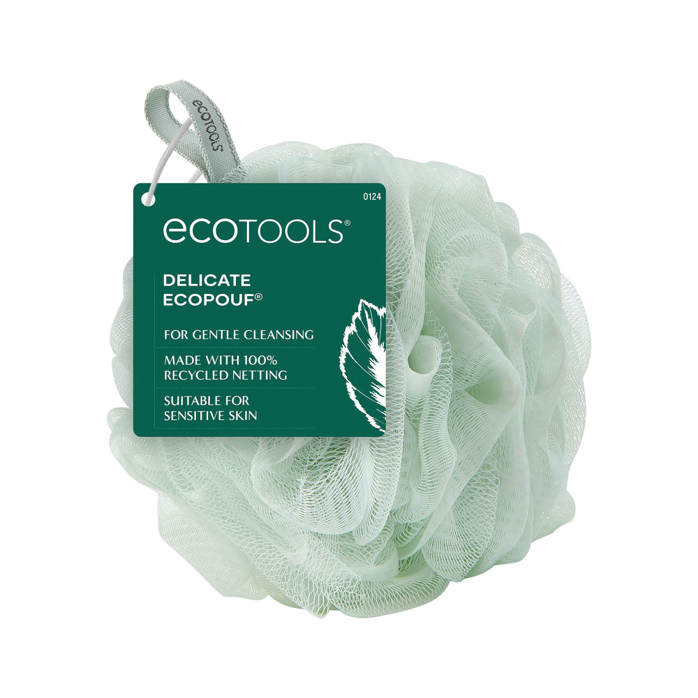 Delicate Eco Pouf bath sponge, light mint green net puff