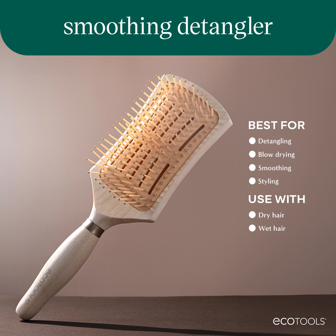Detangle Tools EcoTools Smoothing Detangler Hairbrush, Brush For Wet Or Dry Hair, Pain ...