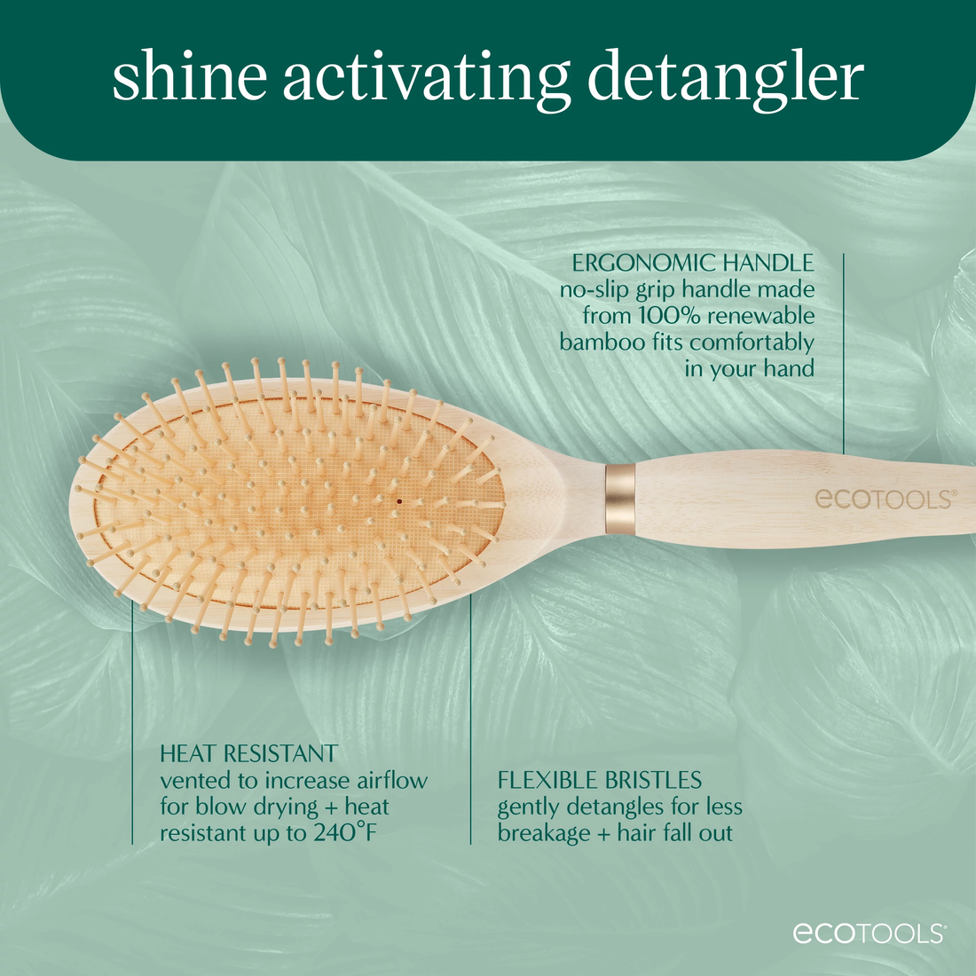 Detangle Tools EcoTools Shine Activating Detangler Hairbrush, Brush For Wet Or Dry ...