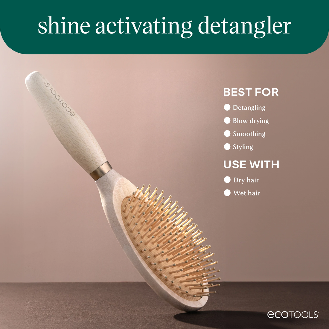 Detangle Tools EcoTools Shine Activating Detangler Hairbrush, Brush For Wet Or Dry ...