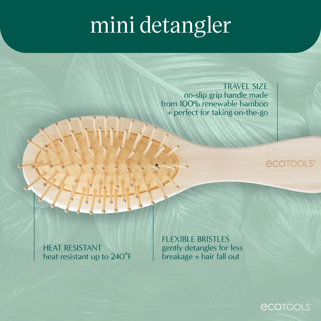 Detangle Tools EcoTools Mini Detangler Hairbrush, Brush For Wet Or Dry Hair, Heat ...