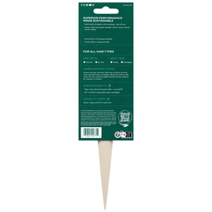 Back of retail box for double-sided comb, showing comb handle top