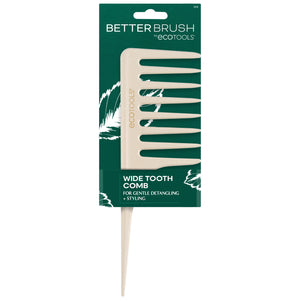 Wide tooth comb blister card packaging, Better Brush ecotools with wide-teeth design