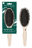Dual bristle brush with two round heads and wooden handle