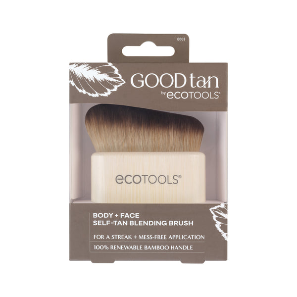 Body and face self-tan blending brush in retail box with Good tan by ECOTOOLS branding
