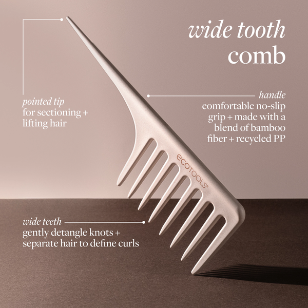 Wide tooth comb, angled view with wide teeth and comfort-sleek grip handle