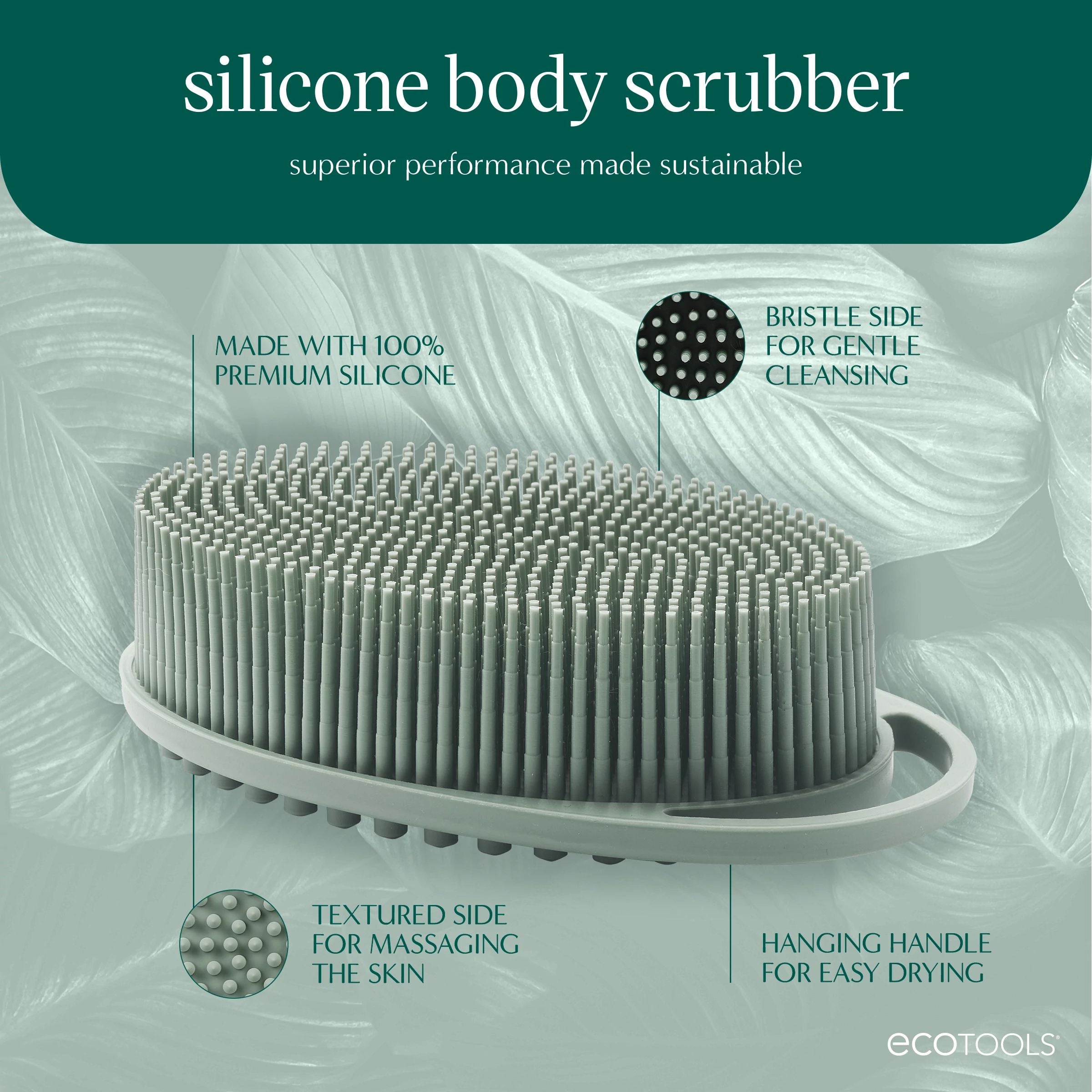 Body Cleaning Instrument EcoTools Silicone Body Scrubber, For Gentle Cleansing & Exfoliating, 2 ...
