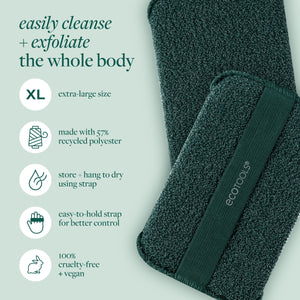 XL Body Buffer exfoliating scrub with easy-to-hold strap, extra-large size