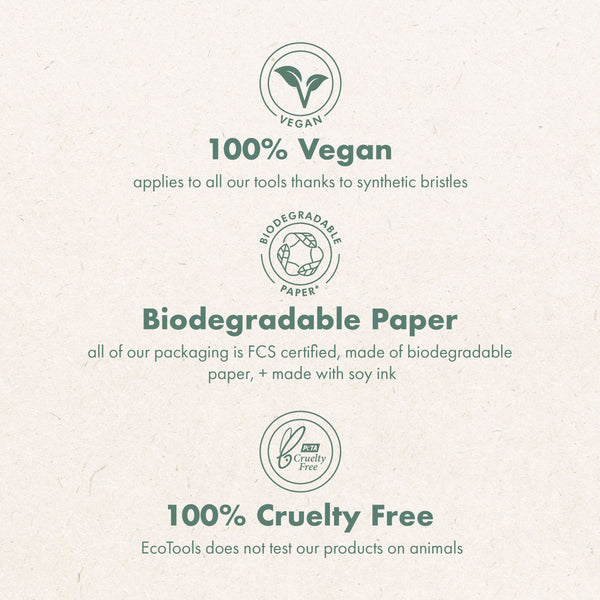 Eco-friendly packaging insert with 100% Vegan and cruelty-free badges