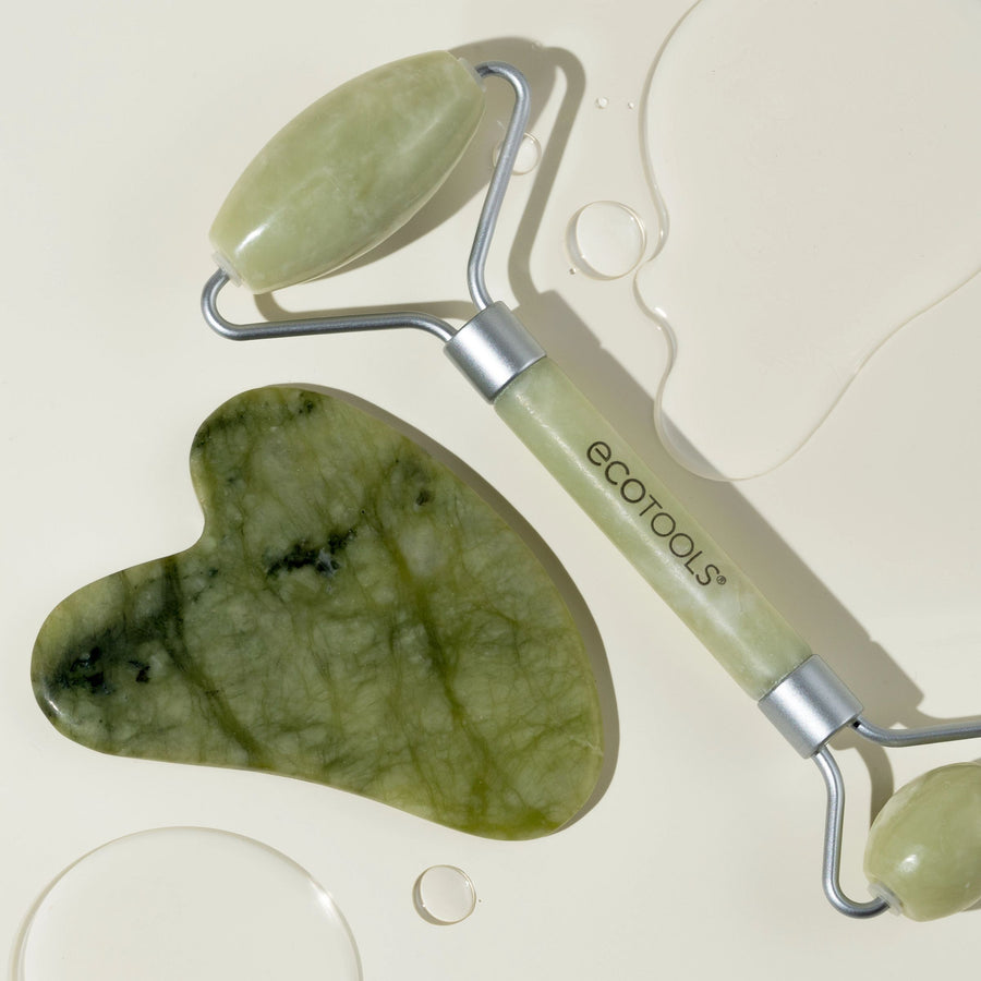 Jade Facial Roller and Gua Sha Stone Duo