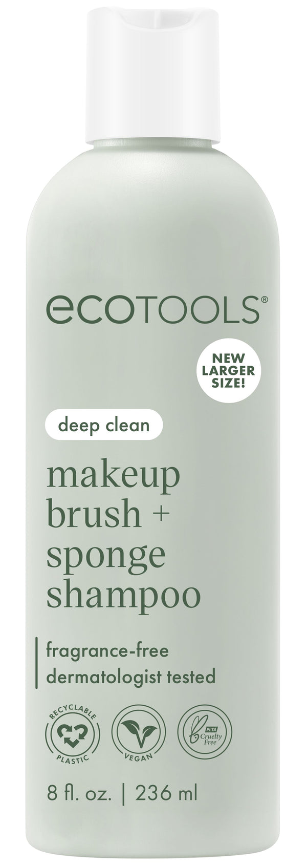 ECOTools makeup brush and sponge shampoo bottle, fragrance-free, 8 fl oz (236 ml)