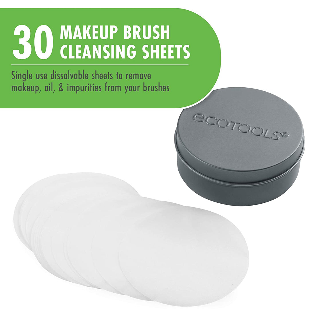 Dissolving Brush Cleansing Sheets, 30 Sheet Count – EcoTools Beauty