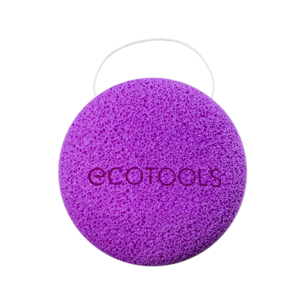 Purple round cleansing sponge with embossed etocolors logo