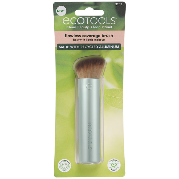 Flawless coverage brush with angled head, shown in retail blister package