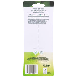 ecotools powder brush back packaging with recycled aluminum badge and product details