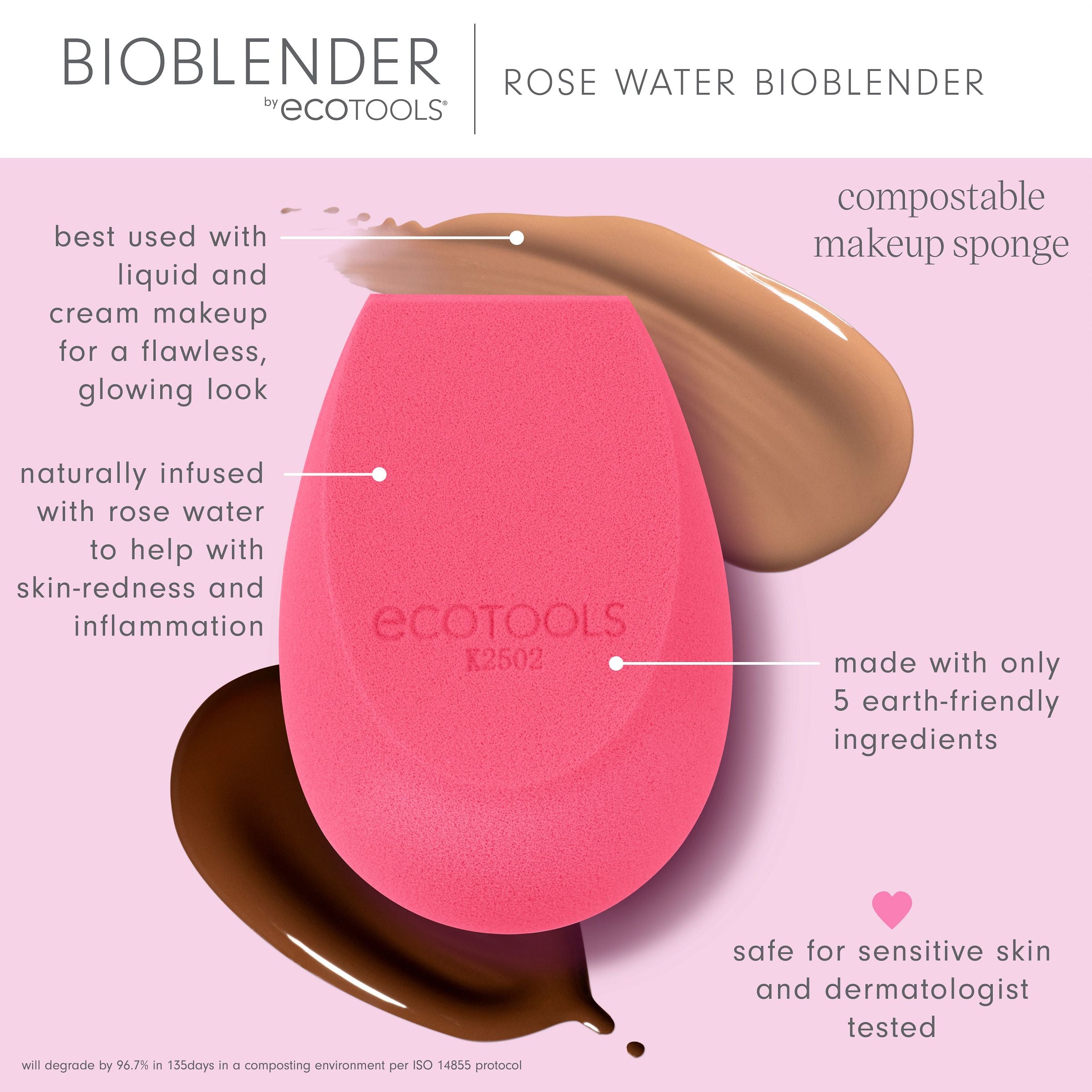 Makeup Sponge Roses EcoTools Rose Water Bioblender, Compostable Makeup Sponge, For ...