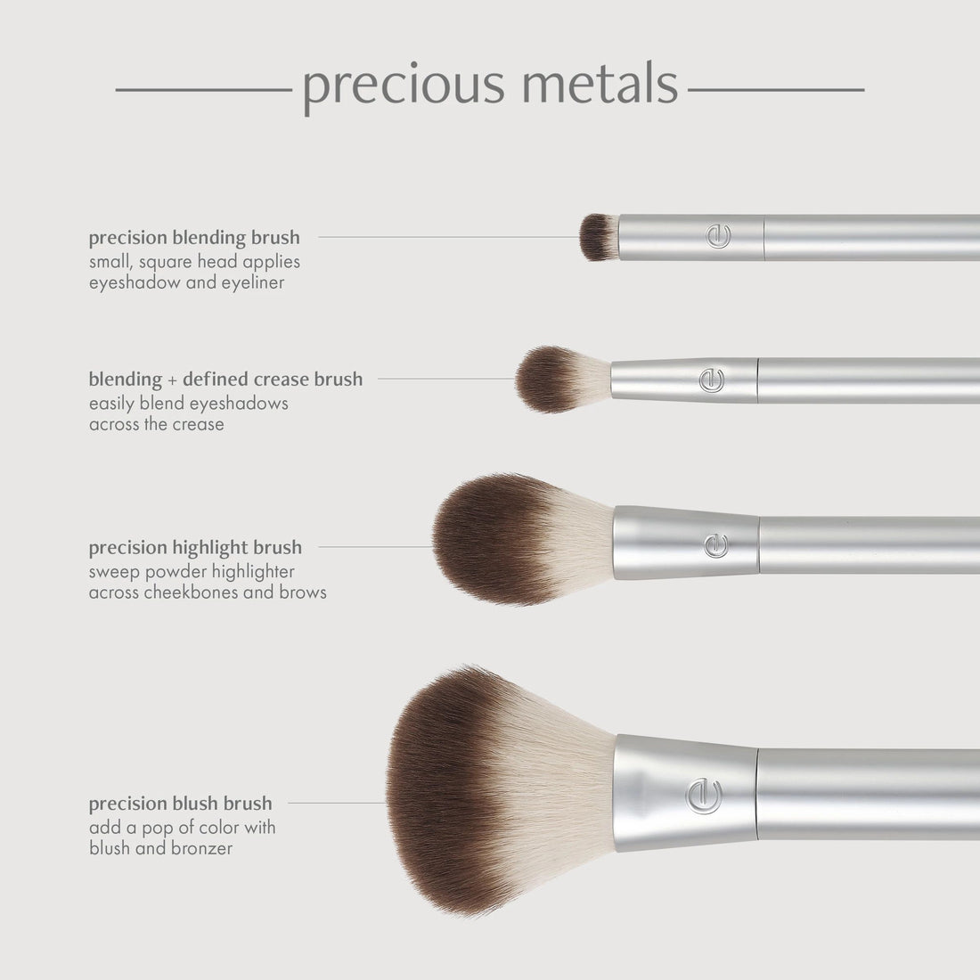 Precious Metals Cheek + Eye Highlight Makeup Brush Set