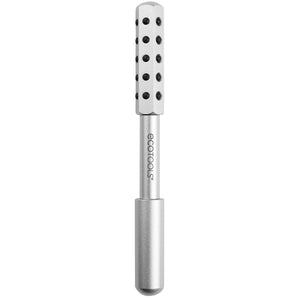 Silver ECOTOOLS wand facial roller with perforated head and smooth handle