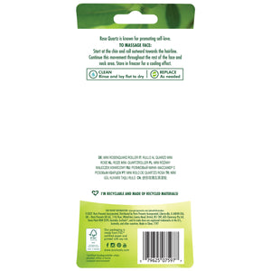 ECOTOOLS mini rose quartz roller back of package with product information and barcode.