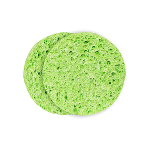 Green mask remover sponge pair, round porous texture