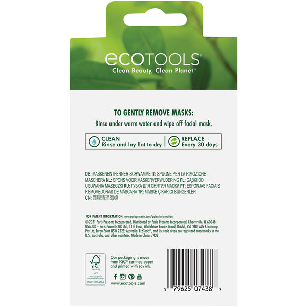 ECOTOOLS mask remover sponges package back with usage text