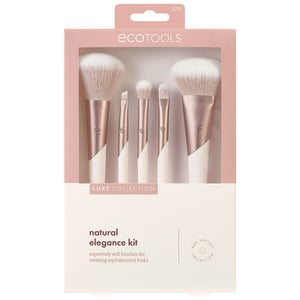 ECOTOOLS Luxe Collection makeup brush kit in a blush-colored retail box with brush set inside