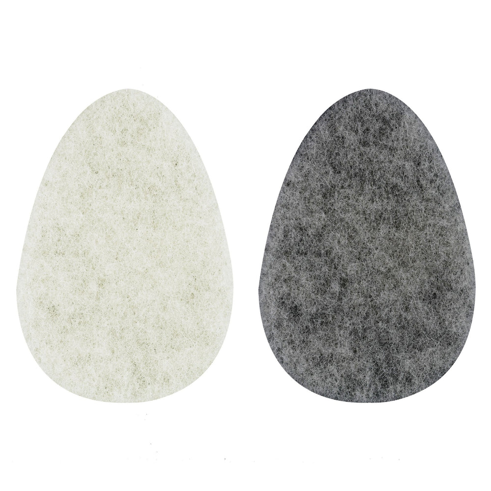 Infused facial sponges, light beige and dark gray teardrop pads