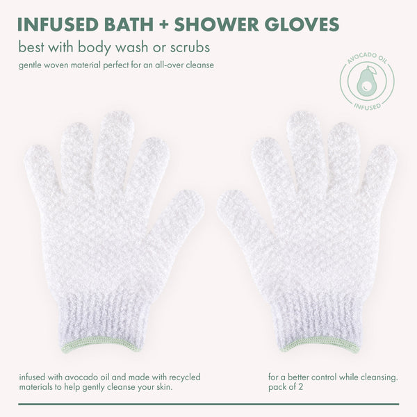 Avocado Oil Infused Bath and Shower Gloves